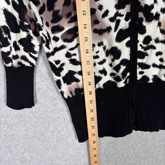 Vintage 90s Joseph A Cardigan Sweater Medium Leopard Animal Thin Mob Twee 80s - Picture 5 of 10